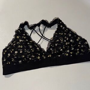 Pink VS Floral  Lace‎ Bralette - Black